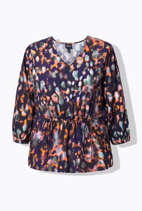 Actual product image Ulla Popken Graphic Print Drawstring Waist Blouse (54)