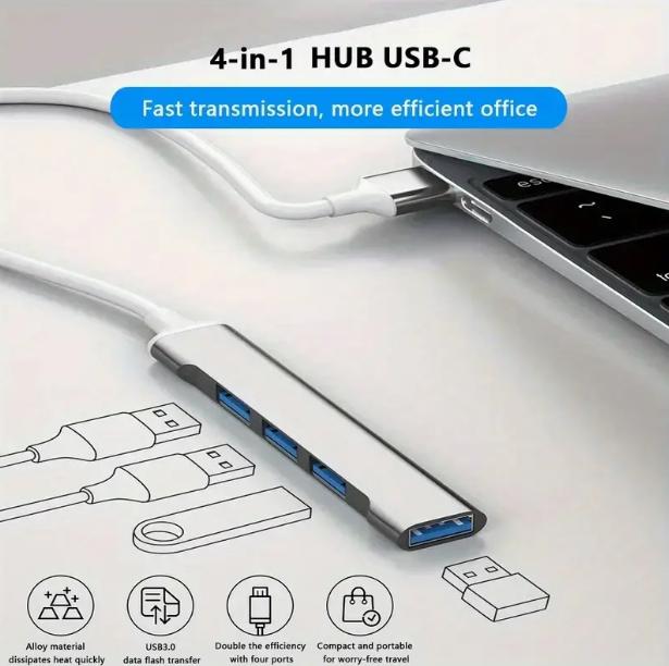 Produktbild PlugDesk USB Mulitport Adapter (USB-C) (USB-C, 4 Ports)