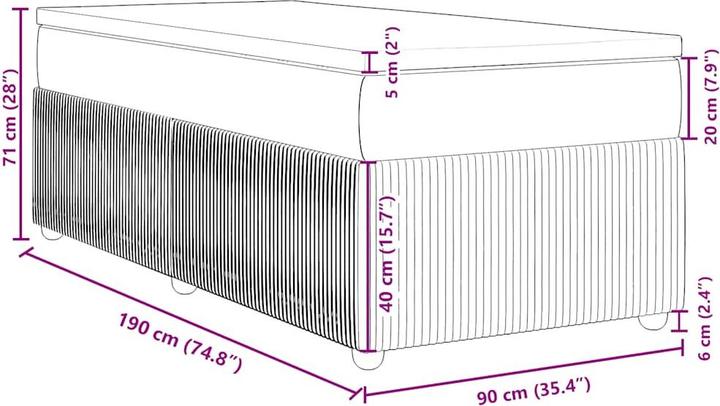 Produktbild VidaXL Bo x springbett mit Matratze 160 x 200 cm Stoff (160 x 200 cm)