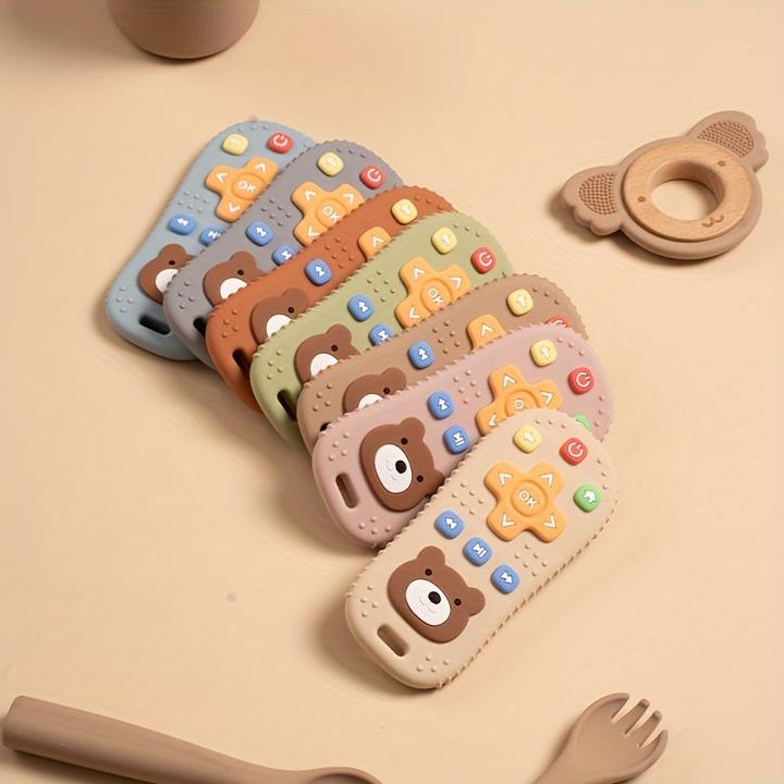 Image du produit Activity Board Jouet de dentition pour bébé en silicone en forme d'ourson, jouet de dentition pour bébé en