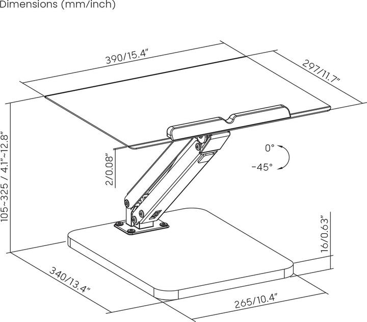Produktbild Maclean desk stand for monitor or laptop gas spring for standing and sitting work black MC-493