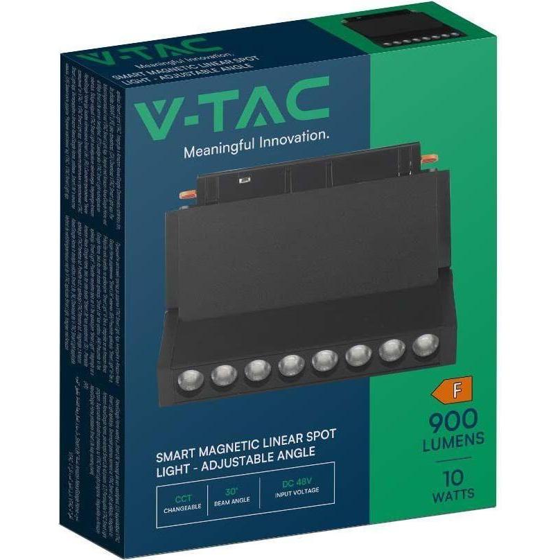 Thumbnail - V-TAC, Fassadenbeleuchtung, Schienenleuchte 48V 10W LED SMART WiFi TRACKLIGHT 3in1 Schwarz VT-3610 2700K-6400K 900lm (90...