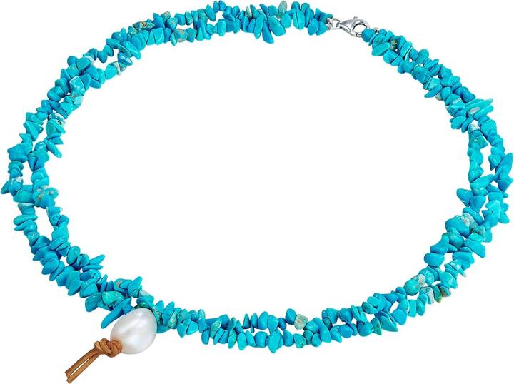 Actual product image Valero Pearls Ladies Sterling Silver Turquoise (rec.) Freshwater Cultured Pearl silver 45.0 cm - 28661 (Sterling silver 925, 45 cm)