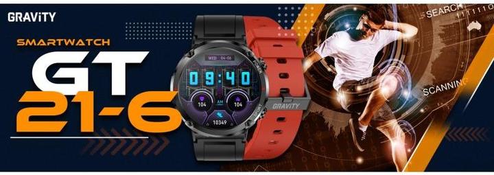 Actual product image Gravity GT21-6 Smartwatch + rotes Silikonarmband