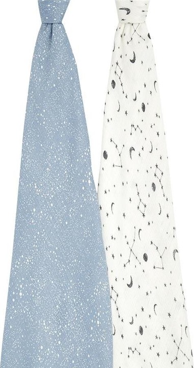 Produktbild aden + anais Mulltuch Silky Soft Swaddles, 2er-Pack - Galaxy (120 cm, 120 cm)
