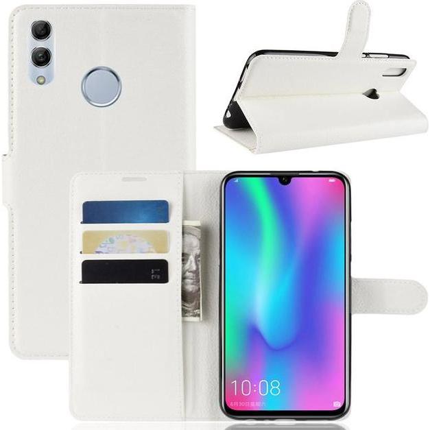 Thumbnail - MU Classic Litchi Leder Bookcover Series (Huawei P Smart (2019), Honor 10 Lite), Smartphone Hülle, Weiss