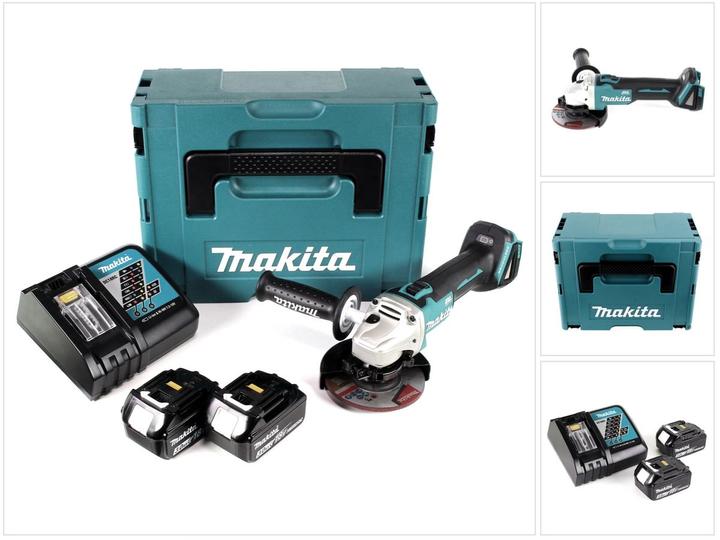 Makita DGA 504 RFJ Akku Winkelschleifer 18V 125mm Brushless + 2x Akku 3,0Ah + Ladegerät + Makpac (125 mm)