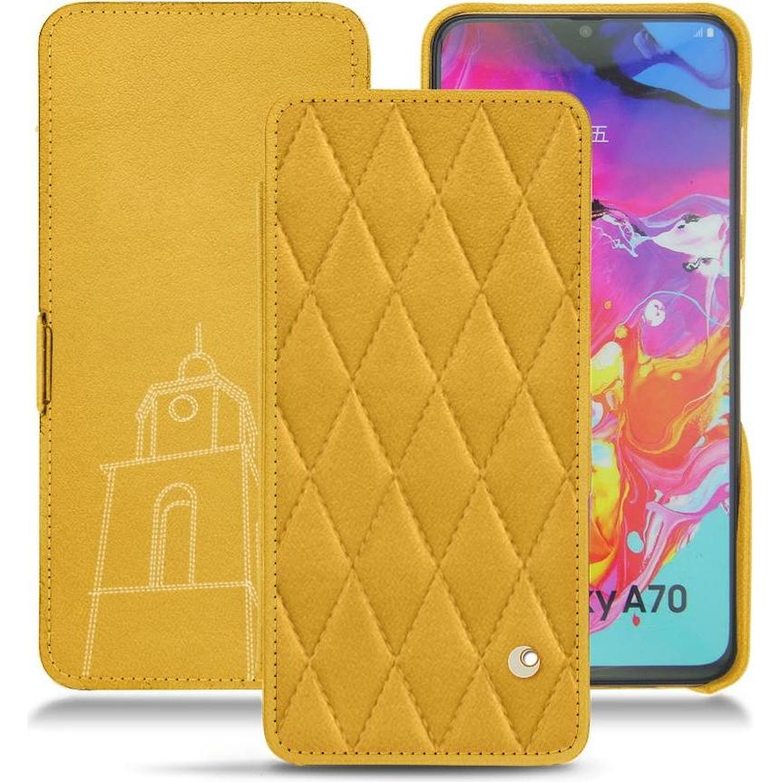 Noreve Lederschutzhülle horizontal (Samsung Galaxy A70), Smartphone Hülle, Orange