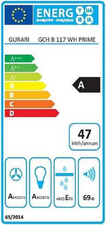 Energy Label Gurari GCH B 117 WH PRIME (Flat-screen hood)