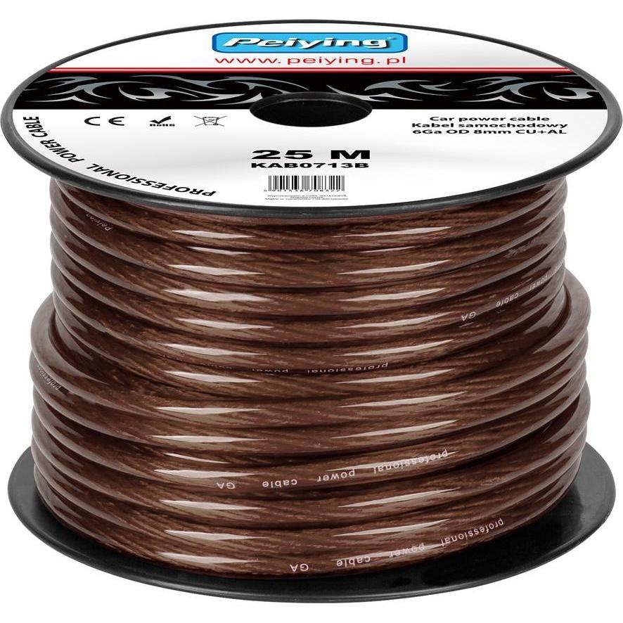 Peiying 6Ga OD8mm CU+AL Autokabel 25m (LEC-KAB0713B)