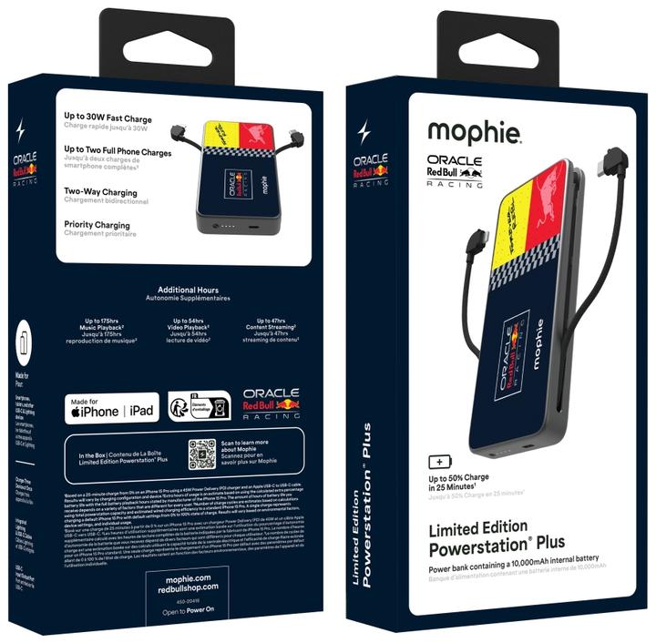 Produktbild mophie Powerstation Plus 10K Red Bull Racing - 10.000 mAh Powerbank (10000 mAh, 30 W, 37 Wh)