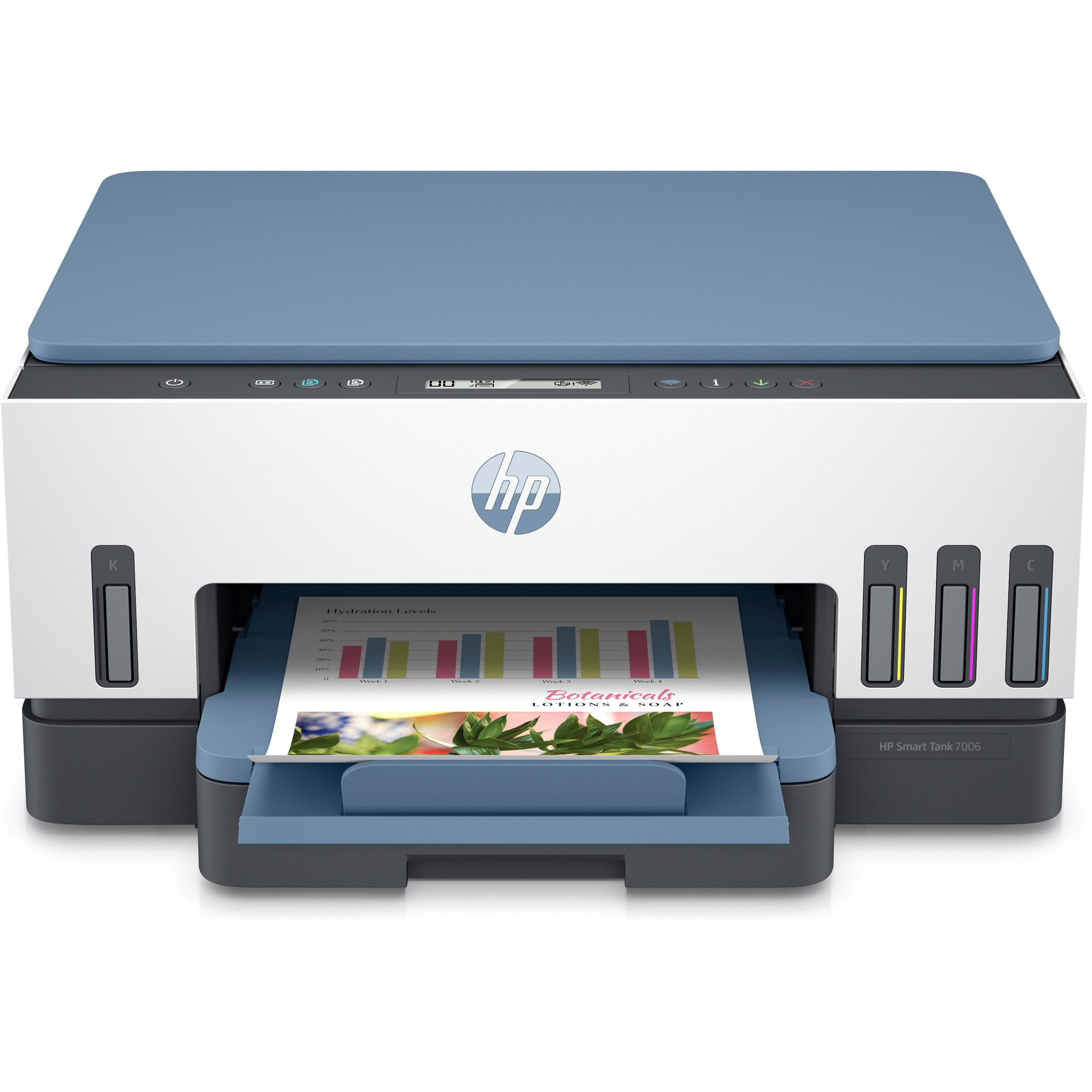 HP Smart Tank 7006 (Tintenpatrone, Farbe), Drucker, Schwarz, Weiss, Blau