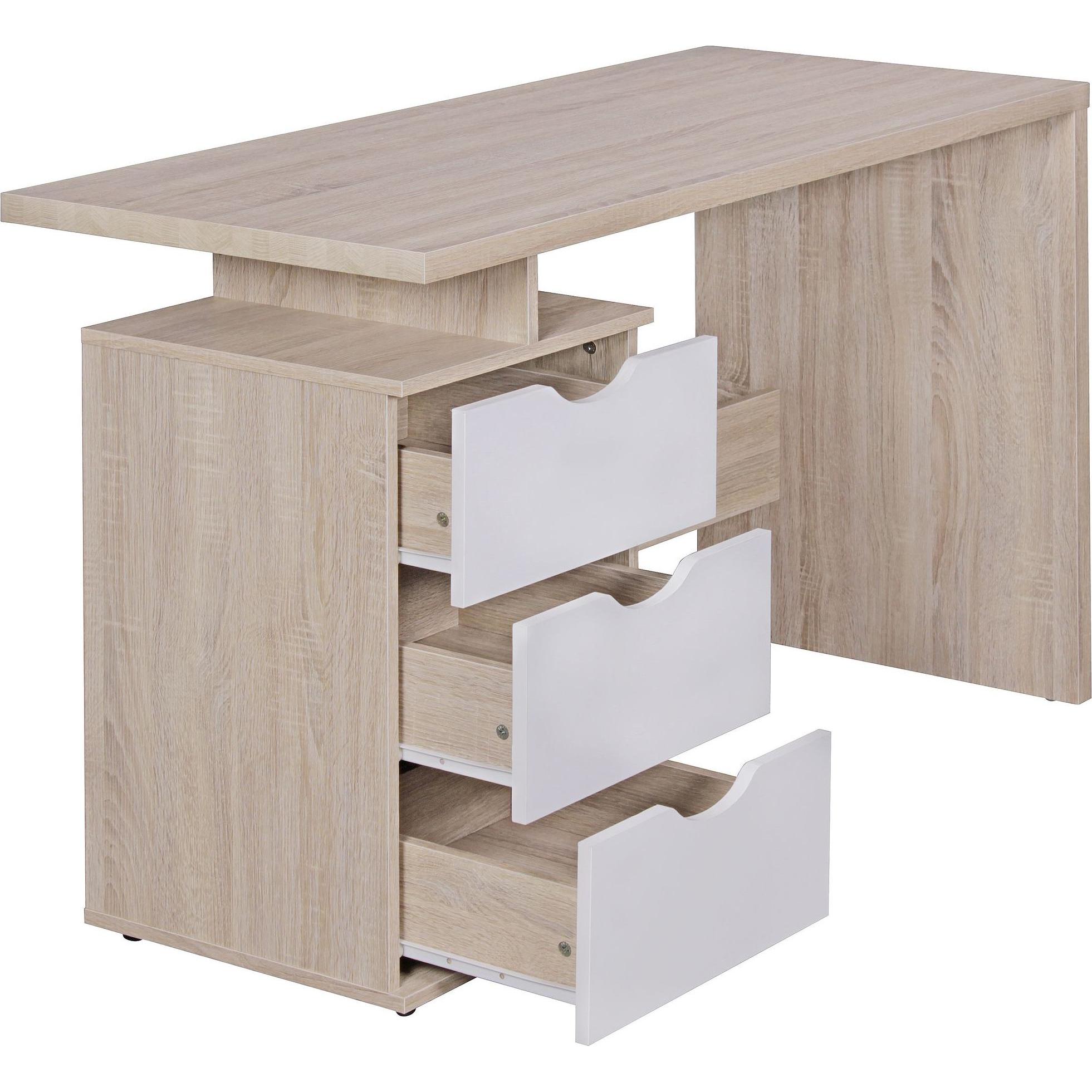 FineBuy, Schreibtisch, Jugend Schreibtisch Holz furniert Sonoma (120 x 53 x 76 cm)