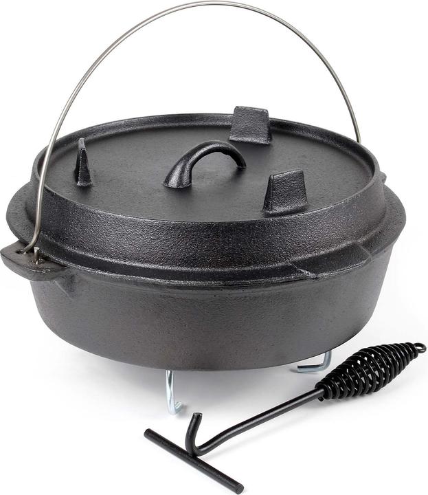 Actual product image Wiltec Dutch Oven 6l with Feet and Lid Lifter, Cast Iron Pot for Campfire Bonfire Camping BBQ Cookware
