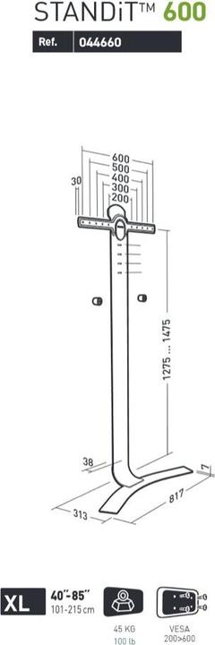 Actual product image Erard Standit 600 (Wall, 85", 45 kg)