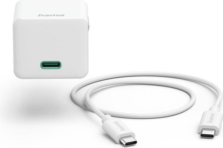 Image du produit Hama Chargeur rapide avec câble de charge USB-C, mini-chargeur, PD, 20W, 1m, blanc (20 W, 1 portion)