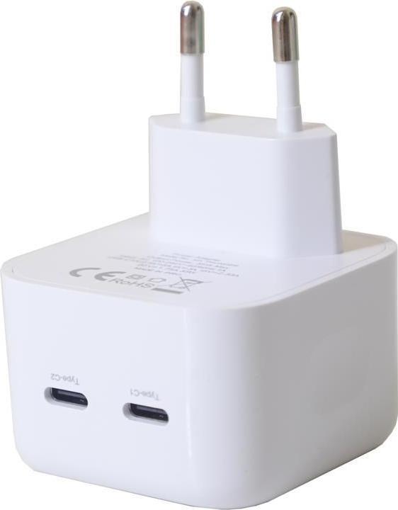 Maxximus MX THUNDER PD 35W Wandladegerät, 2 x USB-C, Weiss (35 W, 2 ports)