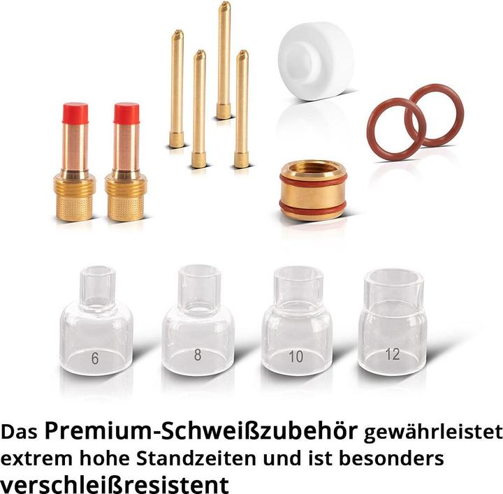 Immagine prodotto Stahlwerk Set di lenti per gas in vetro 14 pezzi Accessori per saldatura TIG per WP SR 17 18 26