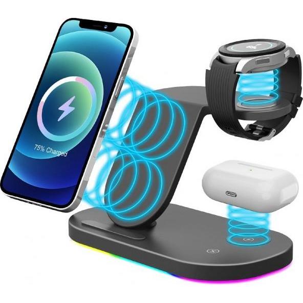 Aligator Smart Station S Mobile phone/Smartphone USB Type-C (15 W), Wireless Charger, Schwarz