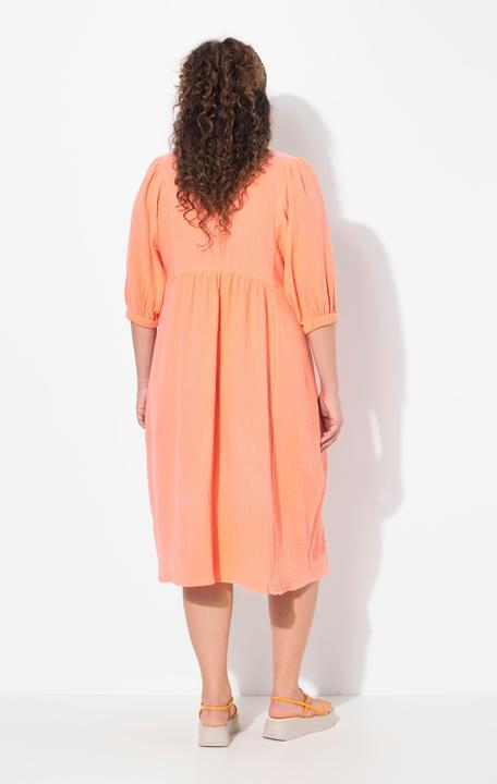 Produktbild Ulla Popken Musselin-Midikleid, A-Linie, V-Ausschnitt, Halbarm (54)