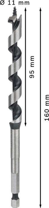 Produktbild Bosch Professional Zubehör PRO Wood Holzschlangenbohrer, 11 x 95 x 160 mm (11 mm)