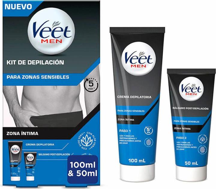 Actual product image Veet Men Hair Removal Kit 2 Steps for Sensitive Areas 150 ml (150 ml, 2 x)