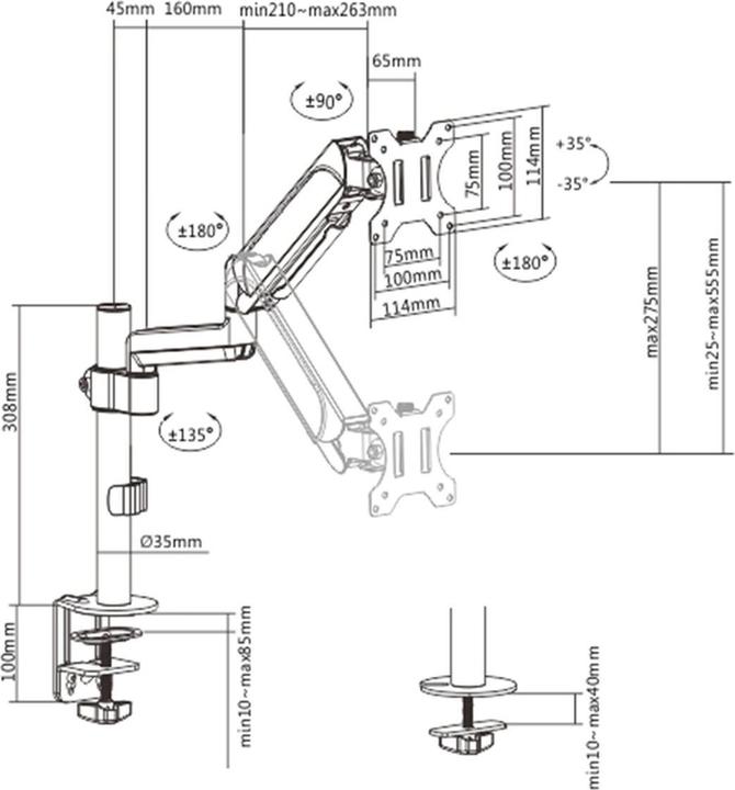 Actual product image Gembird N--GEMBIRD MA-DA1P-01 Adjustable desk (Table, 32", 9 kg)
