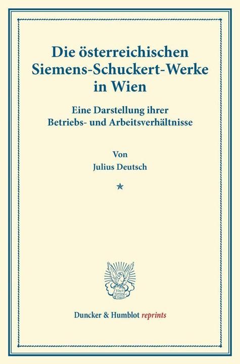 Produktbild Die österreichischen Siemens-Schuckert-Werke in Wien (Deutsch, Julius Deutsch, 2013)
