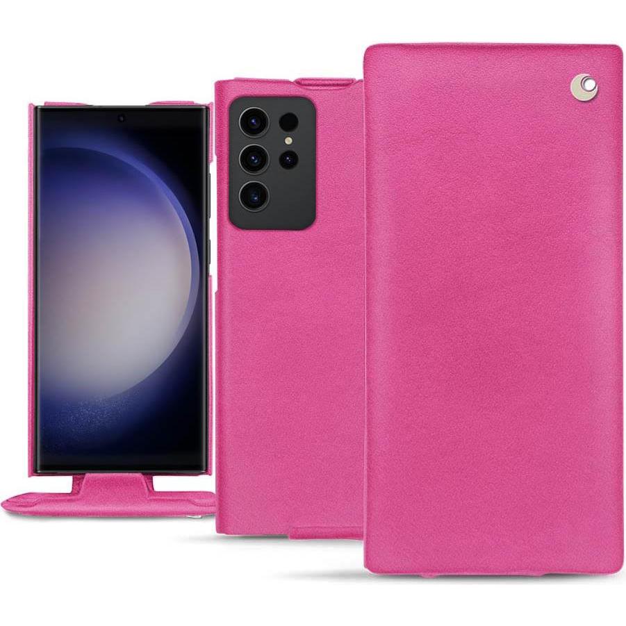Noreve Lederschutzhülle vertikal (Samsung Galaxy S23 Ultra), Smartphone Hülle, Rosa