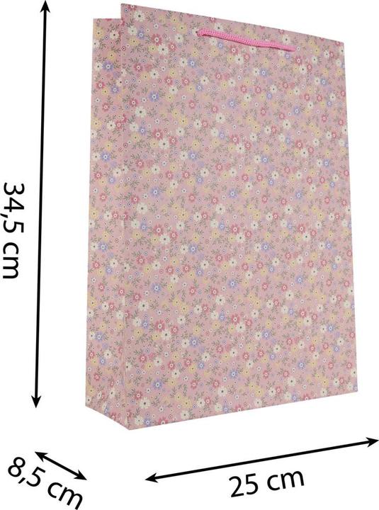 Produktbild Idena Geschenktasche Blumen Kraftpapier 140g/m² pink 25x34,5x8,5cm