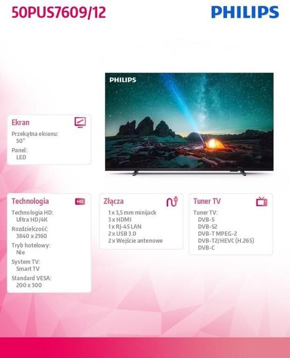 Actual product image Philips 50PUS760912/12 (50", LED, 4K)