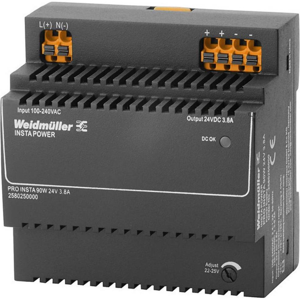 Weidmüller, Systemstromversorgung, PRO INSTA 90W 24V 3.8A Schaltnetzgerät 24 V/DC 3.8 A 90 W