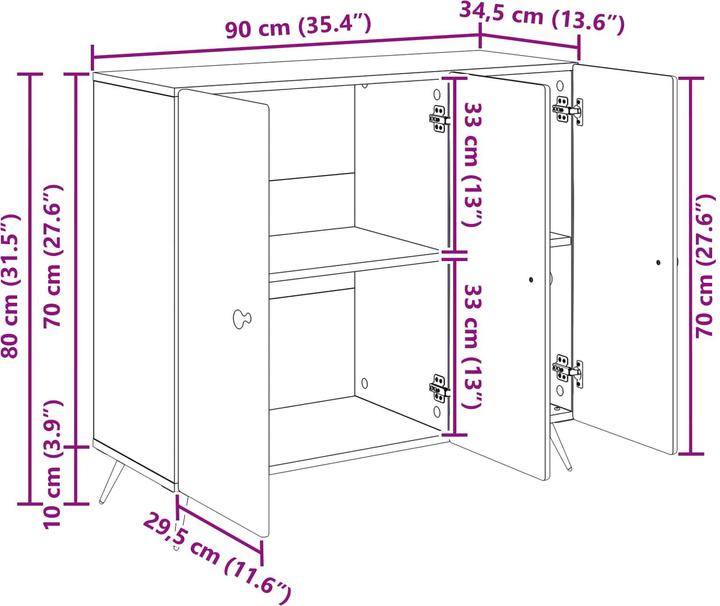 Produktbild vidaXL Buffetschrank (34.50 x 89 x 80 cm)