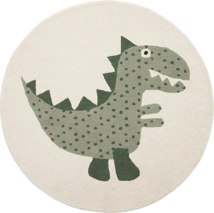 OYOY Mini Decorative Rug Theo Dino Beige/Green (120 x 120 cm)