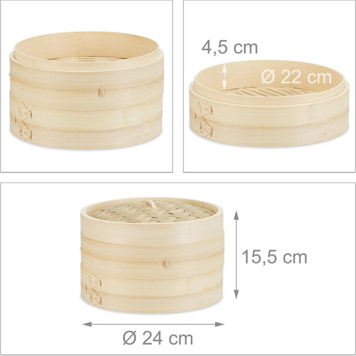 Produktbild Relaxdays Bambusdämpfer (24 cm, Pflanzliche Werkstoffe)