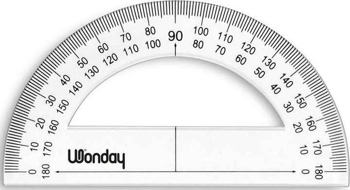Actual product image Wonday Half protractor 180 degrees, 120 mm, plastic (120 mm)