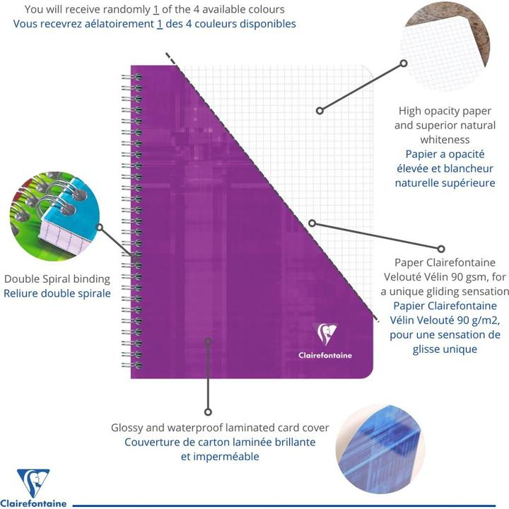 Image du produit Clairefontaine Cahier à spirales (Quadrillé, Couverture rigide)