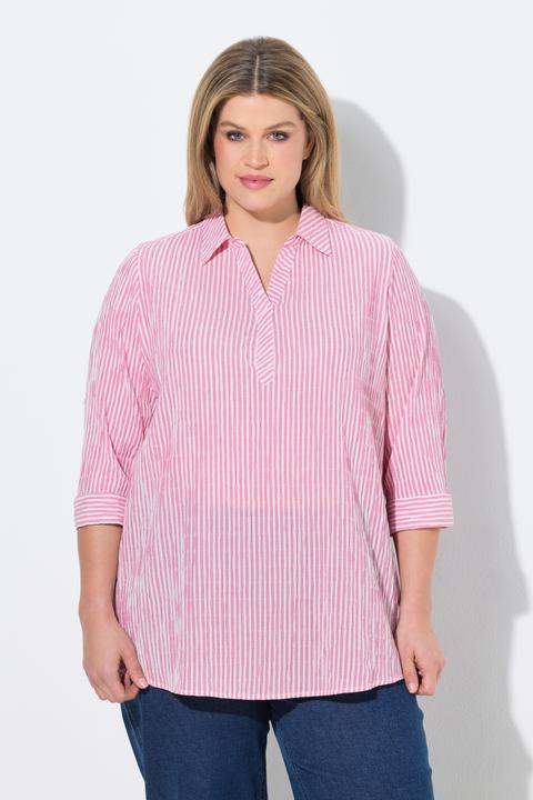 Immagine prodotto Ulla Popken Blusa con righe, taglio svasato, colletto da camicia e maniche lunghe (62)