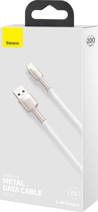 Image du produit Baseus Câble USB pour Lightning Cafule, 2.4A, 2m (blanc) (2 m, USB 4.0)