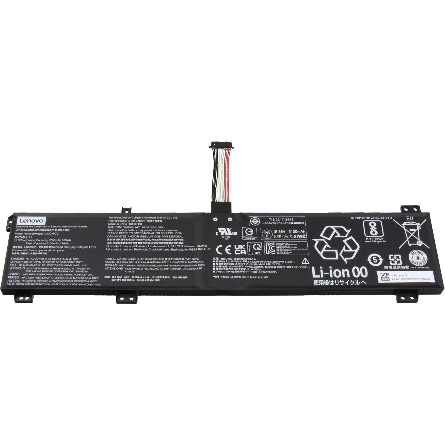 Lenovo L20M4PC2 (4 Zellen, 5210 mAh), Notebook Akku