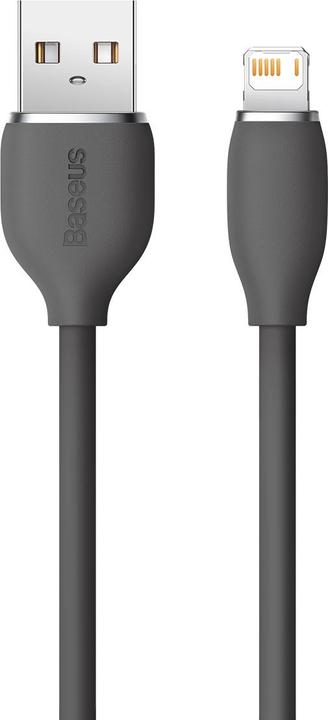 Actual product image Baseus Jelly Liquid Silica Gel Fast Charging Data Cable USB to iP 2.4A 2m Black (2 m, USB 2.0)
