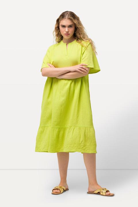 Produktbild Ulla Popken Musselin-Kleid, A-Linie, Tunika-Ausschnitt, Halbarm (54)