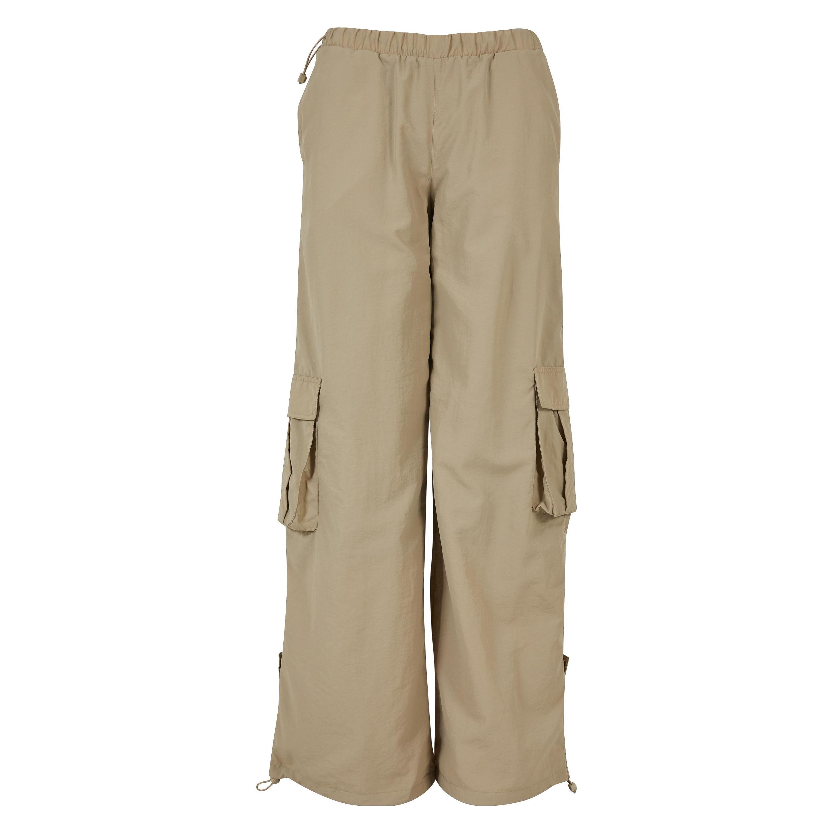 Urban Classics, Damen, Hosen, Ladies Wide Crinkle Nylon Cargo Pants, Grau, (3XL)