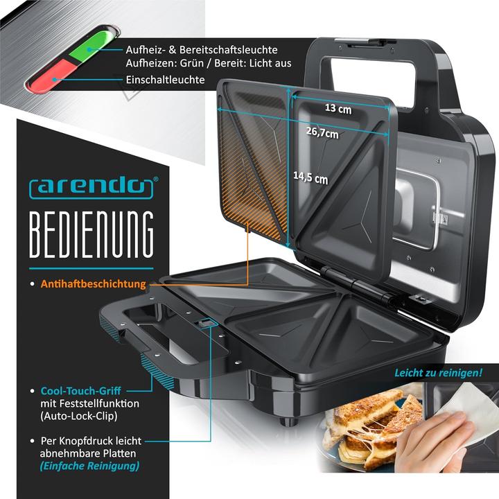 Image du produit Arendo Appareils à sandwichs avec plaques interchangeables