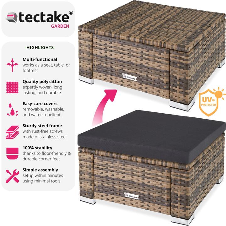 Produktbild tectake Rattan Sitzhocker
