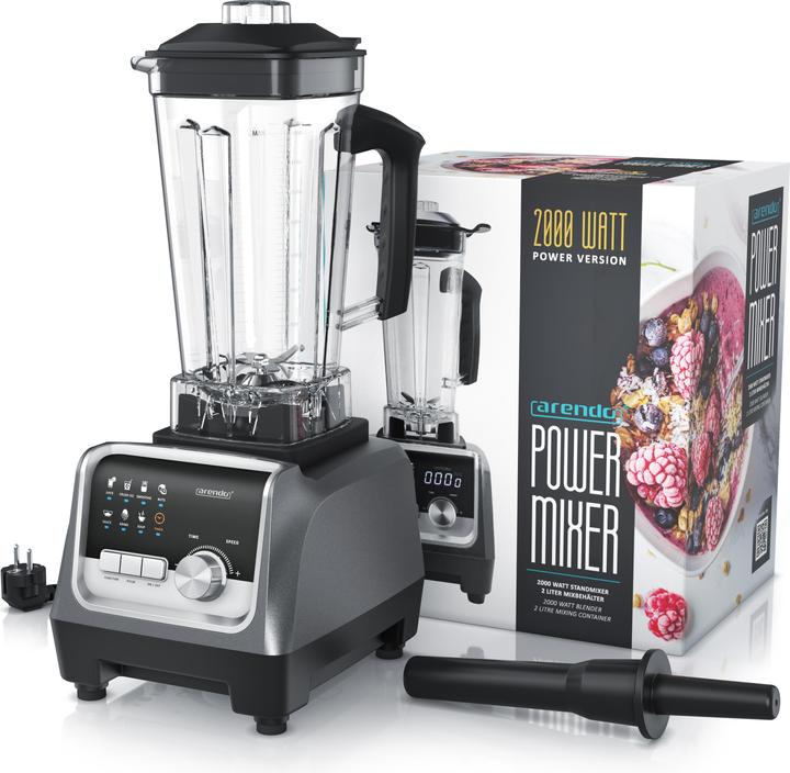 Image du produit Arendo Standmixer, Hochleistungsmixer 2000W, Display, 9 Speed-Stufen, 2L Behälter, Timer & Pulse-Funktion (2000 W)