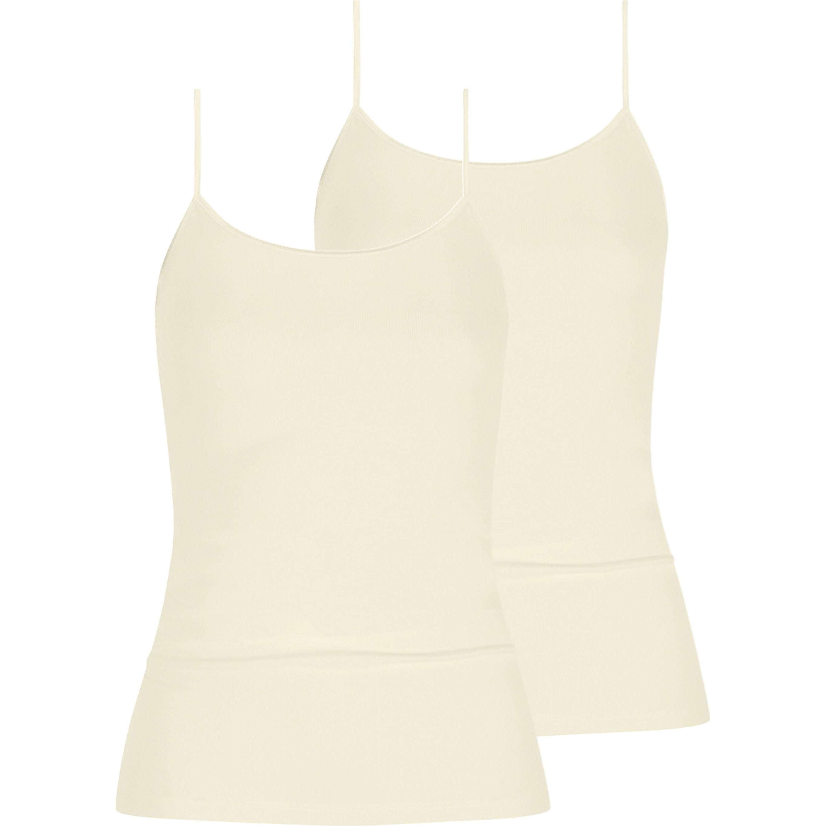 Mey, Damen, Shirt, 2er Pack Emotion Spaghetti-Träger Top, Weiss, (42)