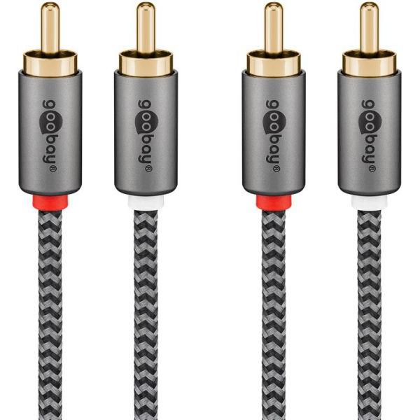Thumbnail - Goobay Stereo-Cinchkabel, 2 m, Sharkskin Grey (2 m, Cinch), Audio Kabel