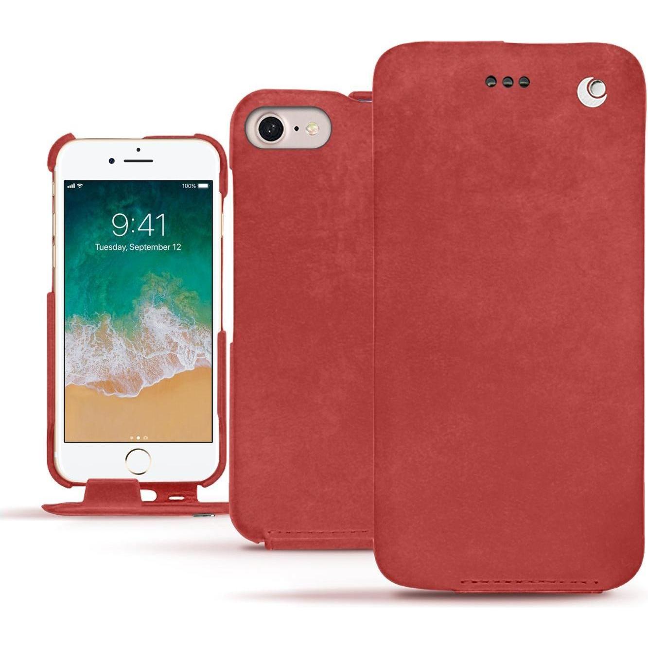 Noreve Lederschutzhülle vertikal (Apple iPhone 7), Smartphone Hülle, Rot