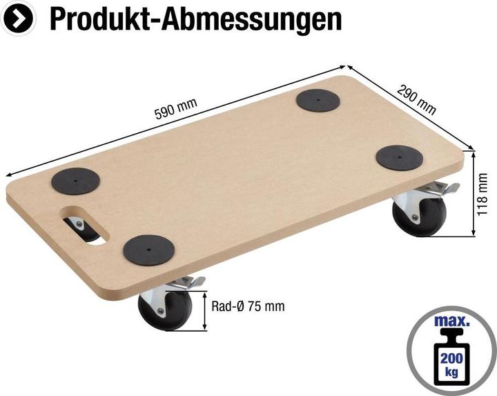 Image du produit Meister Rouleau de transport en bois Charge admissible (200 kg)